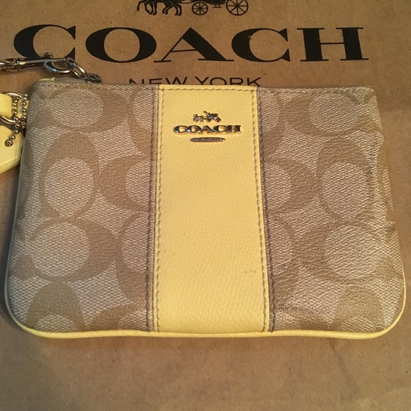 Coach Bags Coach Yellow Wallet Matching Khaki Wristlet Set On Sale